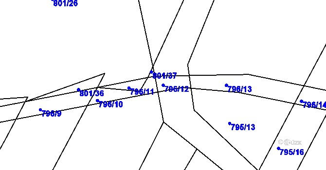 Parcela st. 796/12 v KÚ Děhylov, Katastrální mapa