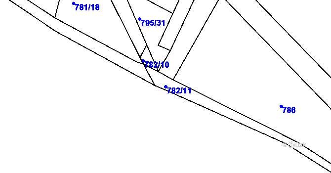 Parcela st. 782/11 v KÚ Děhylov, Katastrální mapa