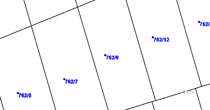 Parcela st. 762/9 v KÚ Děhylov, Katastrální mapa