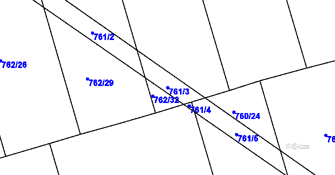 Parcela st. 761/3 v KÚ Děhylov, Katastrální mapa
