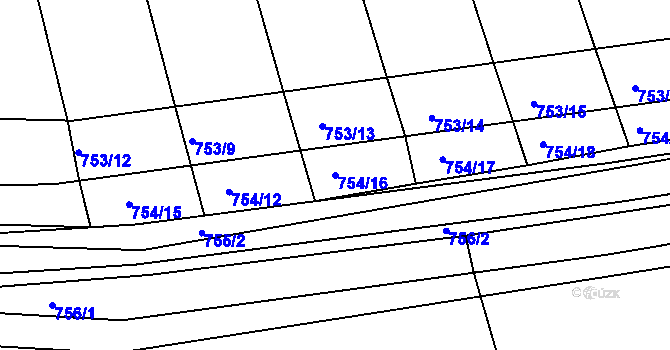 Parcela st. 754/16 v KÚ Děhylov, Katastrální mapa