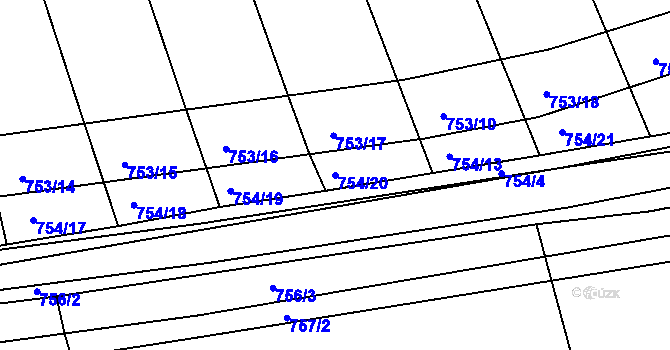 Parcela st. 754/20 v KÚ Děhylov, Katastrální mapa