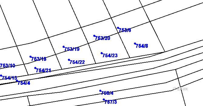 Parcela st. 754/23 v KÚ Děhylov, Katastrální mapa