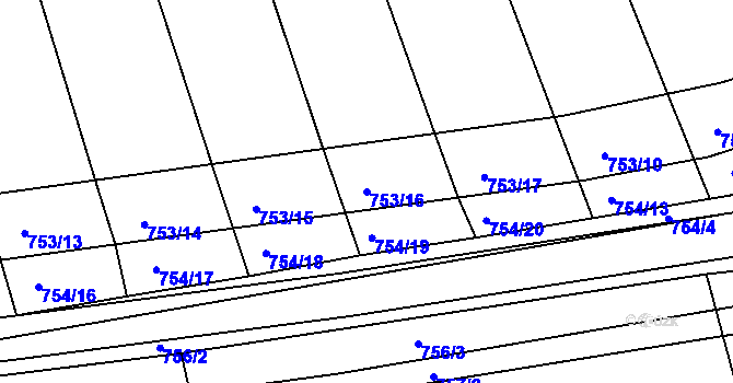 Parcela st. 753/16 v KÚ Děhylov, Katastrální mapa