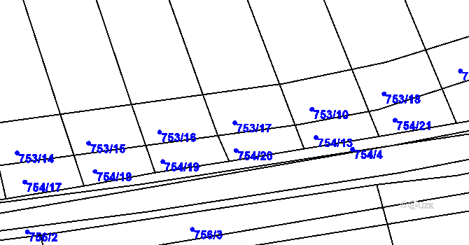 Parcela st. 753/17 v KÚ Děhylov, Katastrální mapa