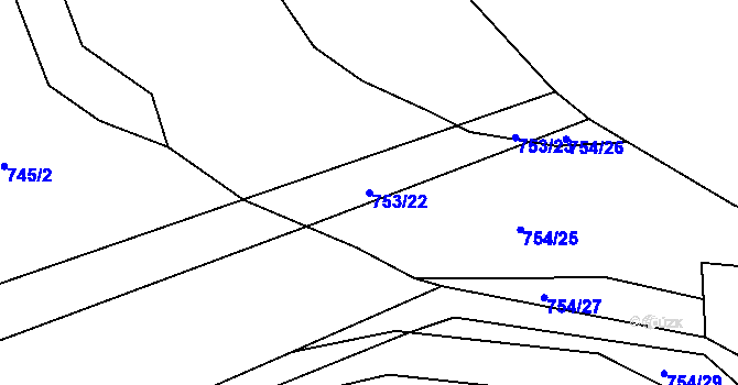 Parcela st. 753/22 v KÚ Děhylov, Katastrální mapa