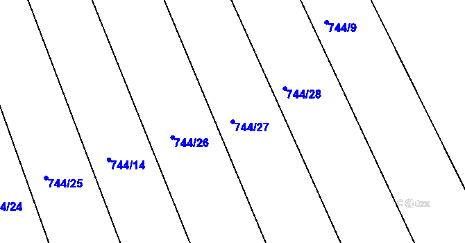 Parcela st. 744/27 v KÚ Děhylov, Katastrální mapa