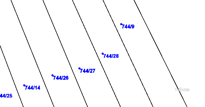 Parcela st. 744/28 v KÚ Děhylov, Katastrální mapa