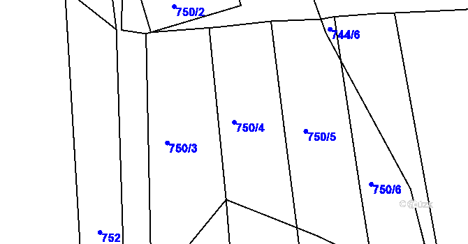 Parcela st. 750/4 v KÚ Děhylov, Katastrální mapa