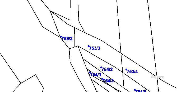 Parcela st. 753/3 v KÚ Děhylov, Katastrální mapa