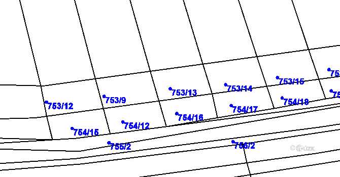 Parcela st. 753/13 v KÚ Děhylov, Katastrální mapa