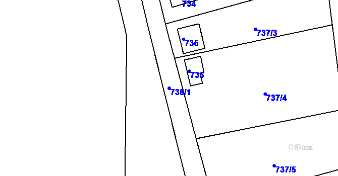 Parcela st. 738/1 v KÚ Děhylov, Katastrální mapa