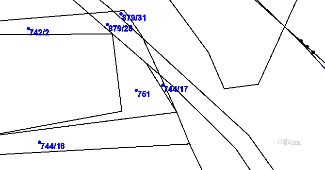 Parcela st. 744/17 v KÚ Děhylov, Katastrální mapa