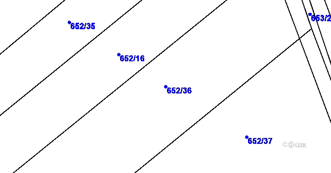 Parcela st. 652/36 v KÚ Děhylov, Katastrální mapa