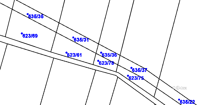 Parcela st. 635/36 v KÚ Děhylov, Katastrální mapa