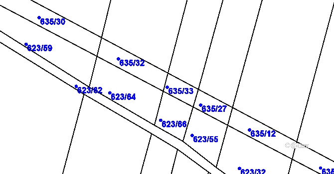 Parcela st. 635/33 v KÚ Děhylov, Katastrální mapa