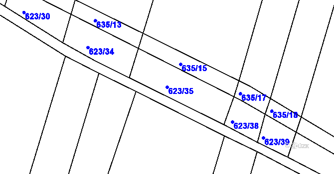 Parcela st. 623/35 v KÚ Děhylov, Katastrální mapa