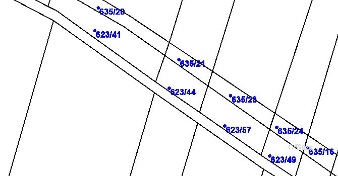 Parcela st. 623/44 v KÚ Děhylov, Katastrální mapa
