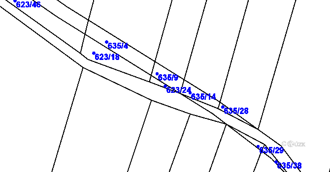 Parcela st. 623/24 v KÚ Děhylov, Katastrální mapa