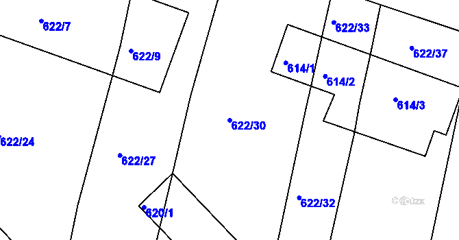 Parcela st. 622/30 v KÚ Děhylov, Katastrální mapa