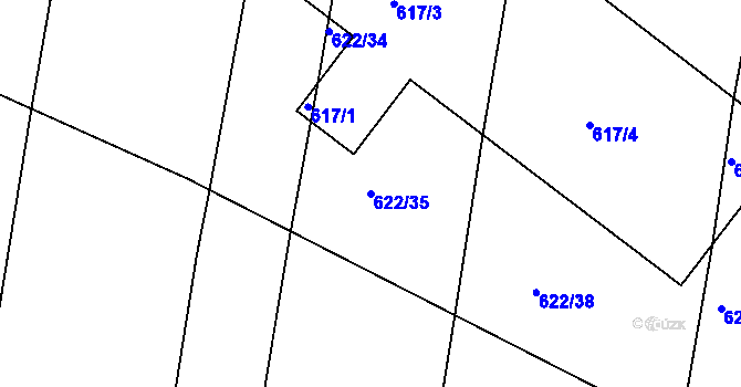Parcela st. 622/35 v KÚ Děhylov, Katastrální mapa