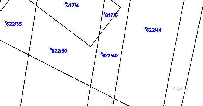 Parcela st. 622/40 v KÚ Děhylov, Katastrální mapa