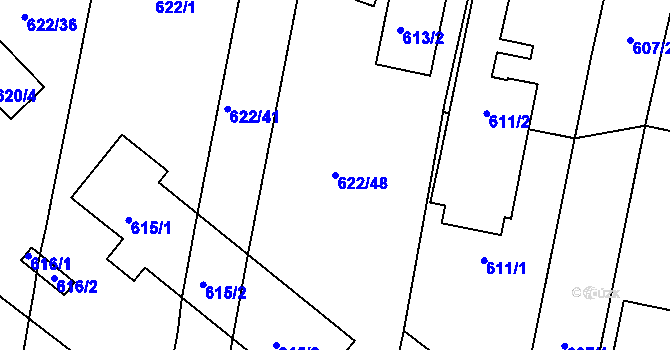 Parcela st. 622/48 v KÚ Děhylov, Katastrální mapa