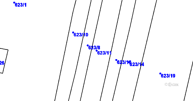 Parcela st. 623/11 v KÚ Děhylov, Katastrální mapa