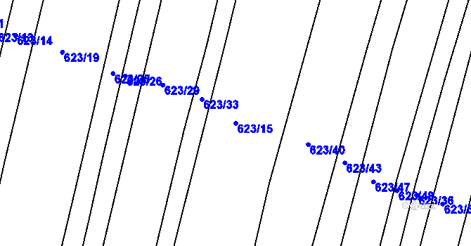 Parcela st. 623/15 v KÚ Děhylov, Katastrální mapa