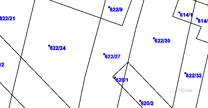 Parcela st. 622/27 v KÚ Děhylov, Katastrální mapa