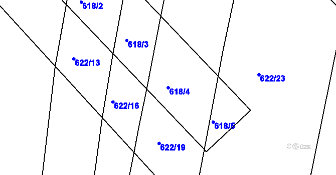 Parcela st. 618/4 v KÚ Děhylov, Katastrální mapa