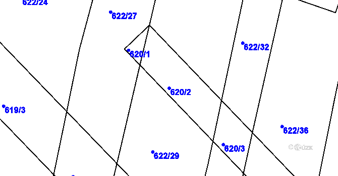 Parcela st. 620/2 v KÚ Děhylov, Katastrální mapa