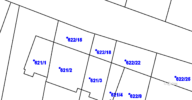 Parcela st. 622/18 v KÚ Děhylov, Katastrální mapa
