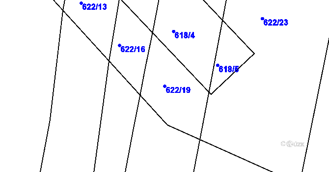 Parcela st. 622/19 v KÚ Děhylov, Katastrální mapa