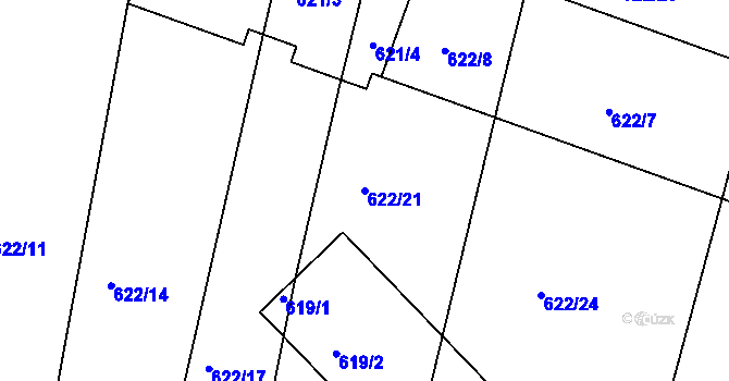 Parcela st. 622/21 v KÚ Děhylov, Katastrální mapa