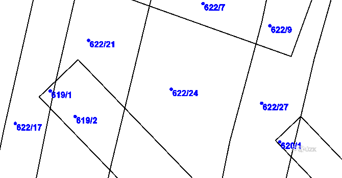 Parcela st. 622/24 v KÚ Děhylov, Katastrální mapa