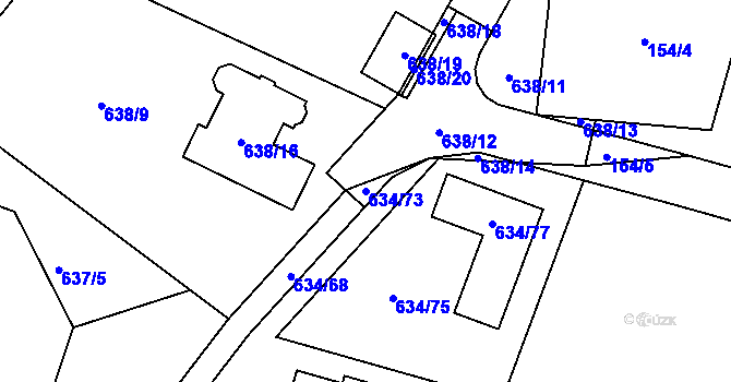 Parcela st. 634/73 v KÚ Děhylov, Katastrální mapa