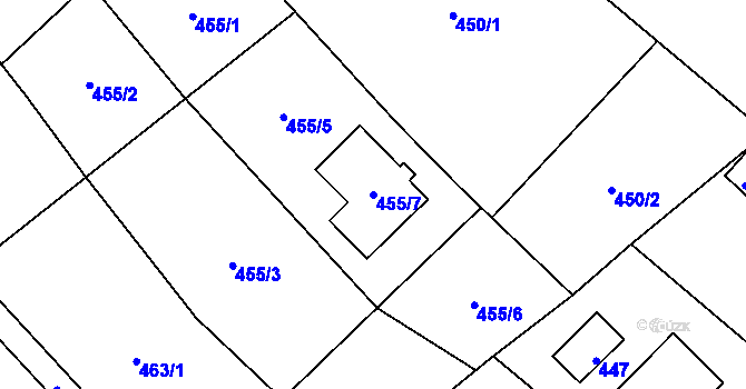 Parcela st. 455/7 v KÚ Děhylov, Katastrální mapa