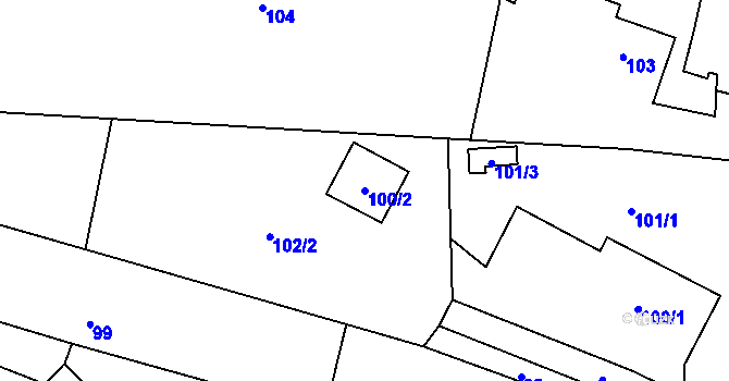 Parcela st. 100/2 v KÚ Děhylov, Katastrální mapa