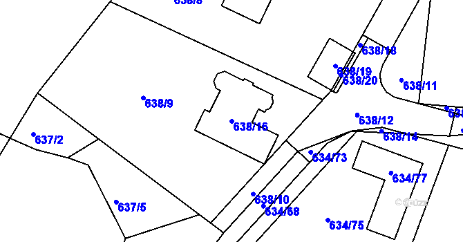 Parcela st. 638/16 v KÚ Děhylov, Katastrální mapa