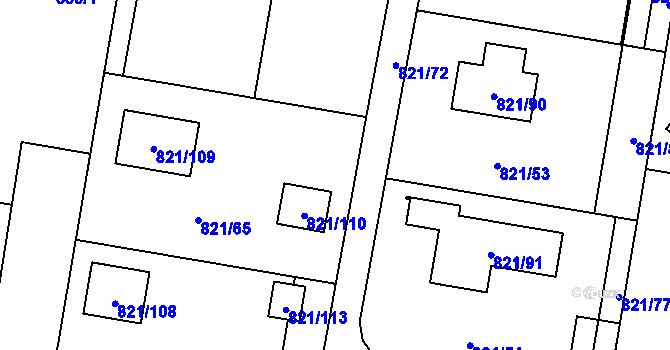 Parcela st. 821/70 v KÚ Děhylov, Katastrální mapa