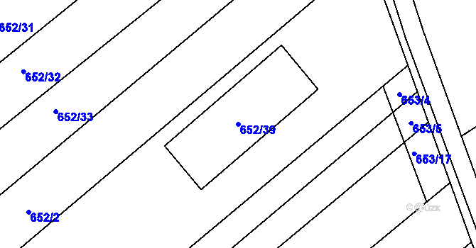 Parcela st. 652/39 v KÚ Děhylov, Katastrální mapa