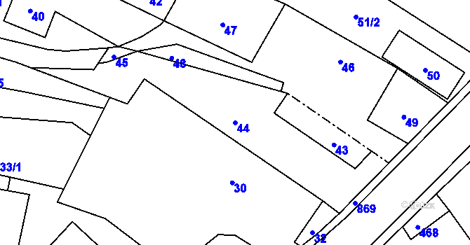 Parcela st. 44 v KÚ Děhylov, Katastrální mapa