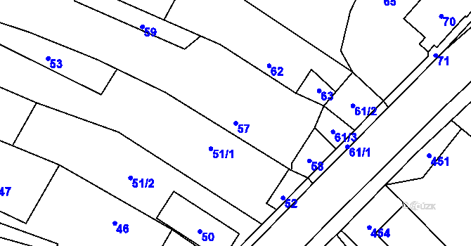 Parcela st. 57 v KÚ Děhylov, Katastrální mapa