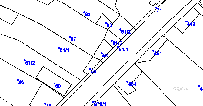 Parcela st. 58 v KÚ Děhylov, Katastrální mapa