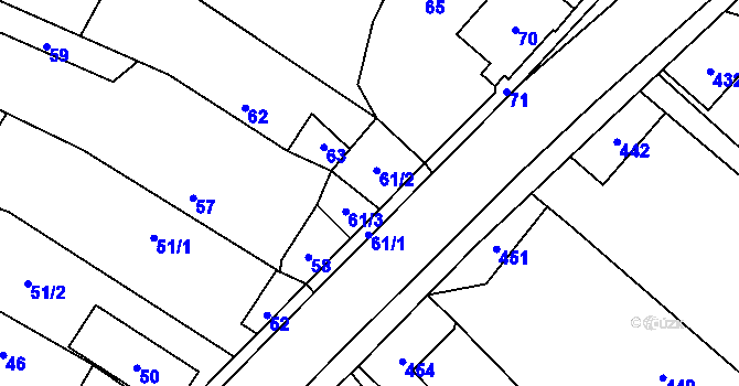 Parcela st. 61 v KÚ Děhylov, Katastrální mapa