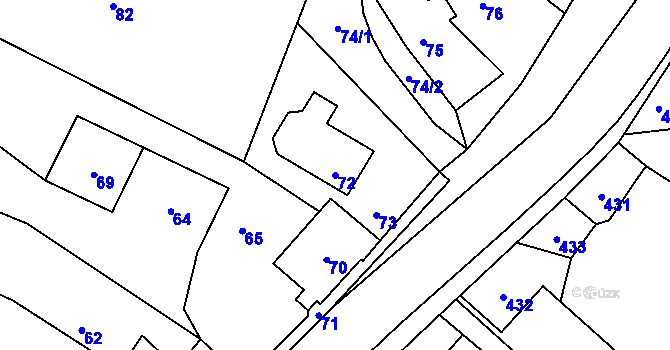 Parcela st. 72 v KÚ Děhylov, Katastrální mapa
