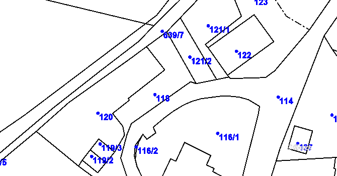 Parcela st. 118 v KÚ Děhylov, Katastrální mapa