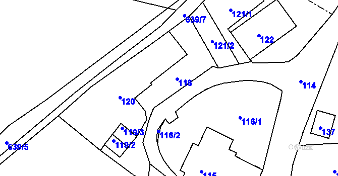 Parcela st. 119/1 v KÚ Děhylov, Katastrální mapa