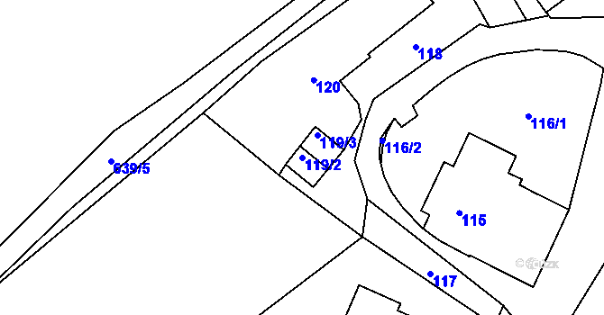 Parcela st. 119/2 v KÚ Děhylov, Katastrální mapa